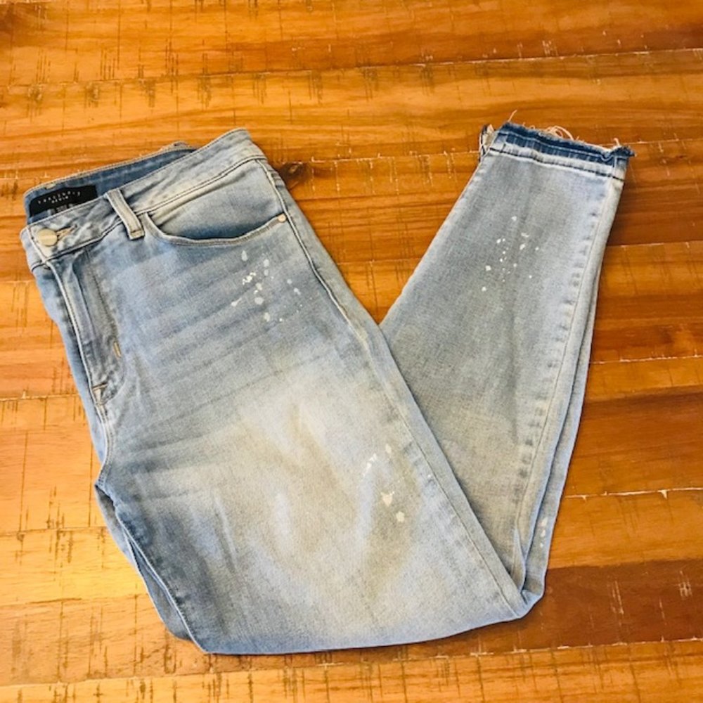 Sanctuary Paint Splatter Straight Crop Hi-rise Jeans